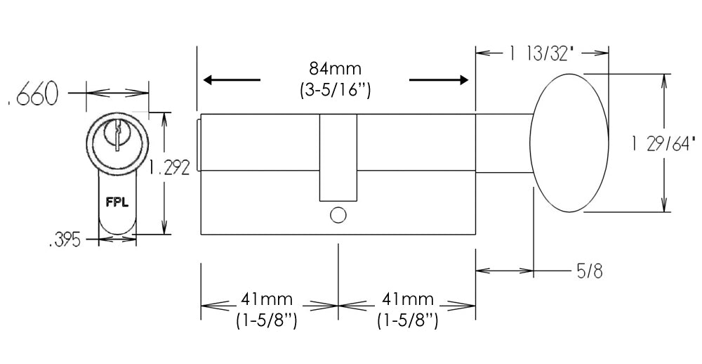 FPL 84mm Euro Profile Cylinder Dimensions