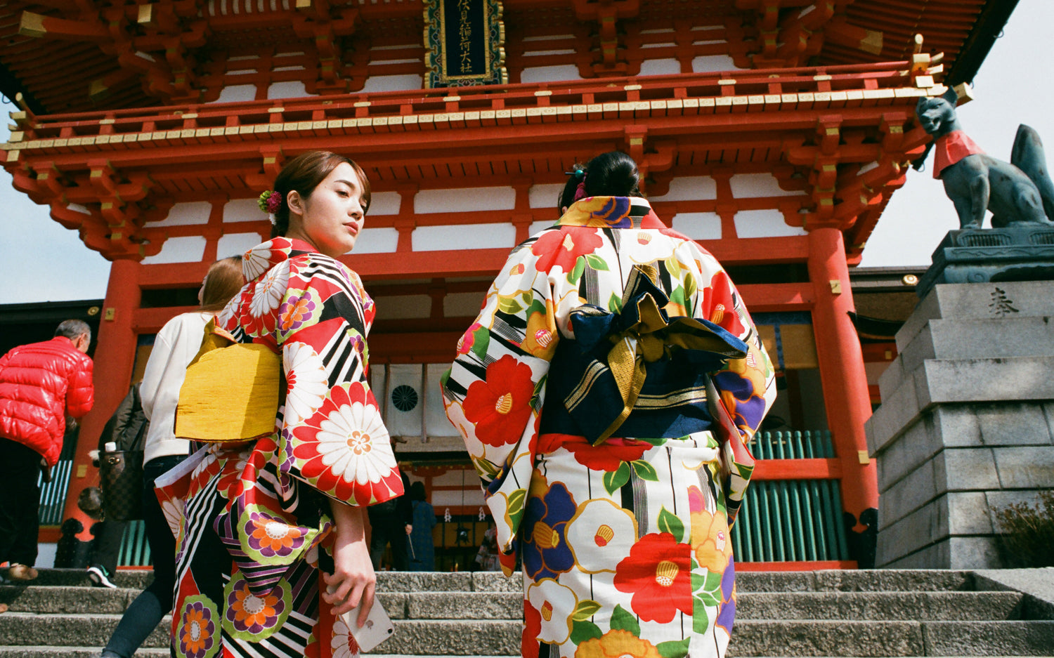 Floral Kimonos Worn by Japanese Girls