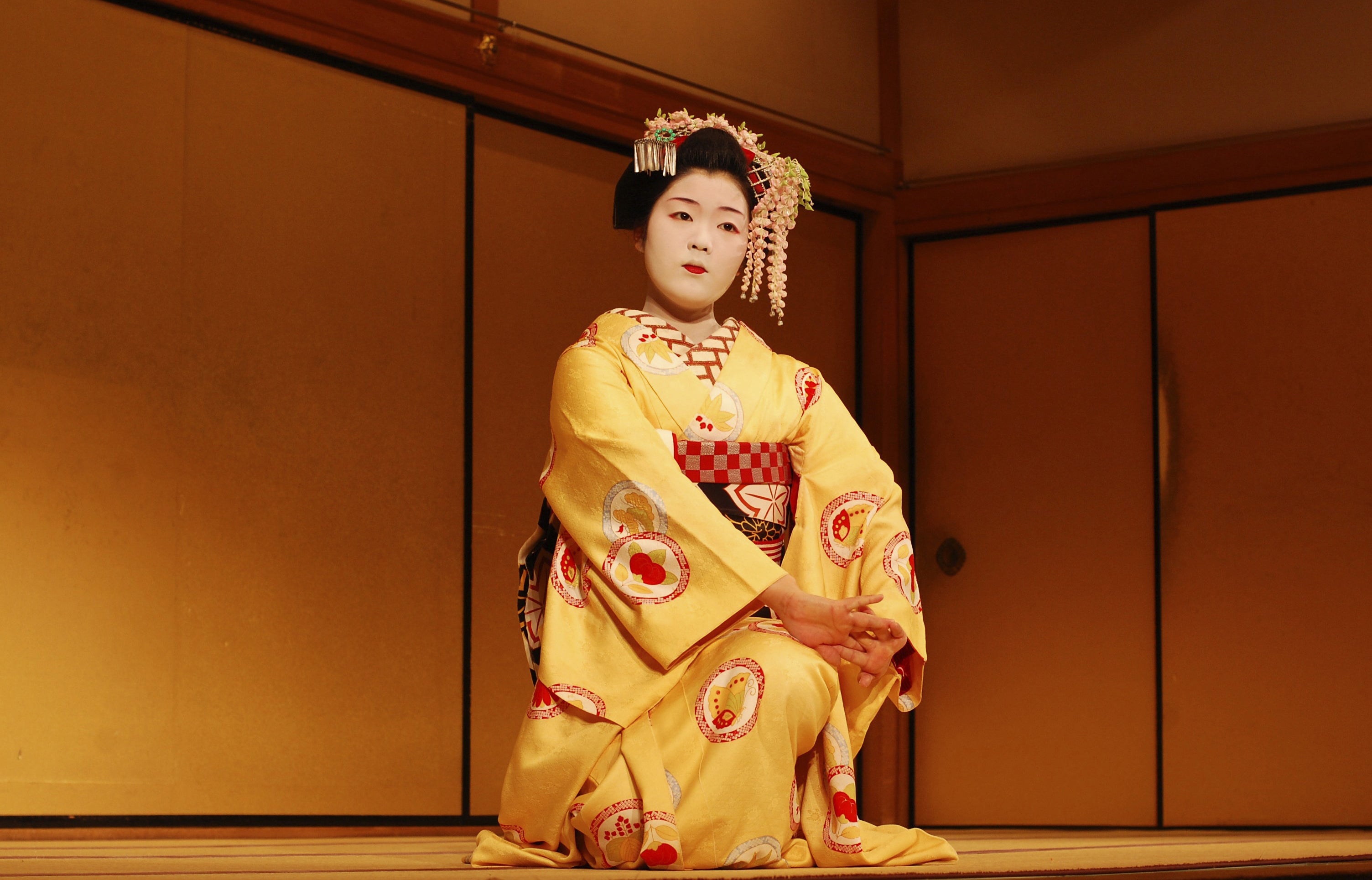 Japanese Geisha in Traditional Kimono