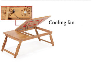 The Bambooster Portable Folding Laptop Table With Fan