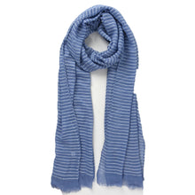 Load image into Gallery viewer, Blue &amp; White Stripe Scarf