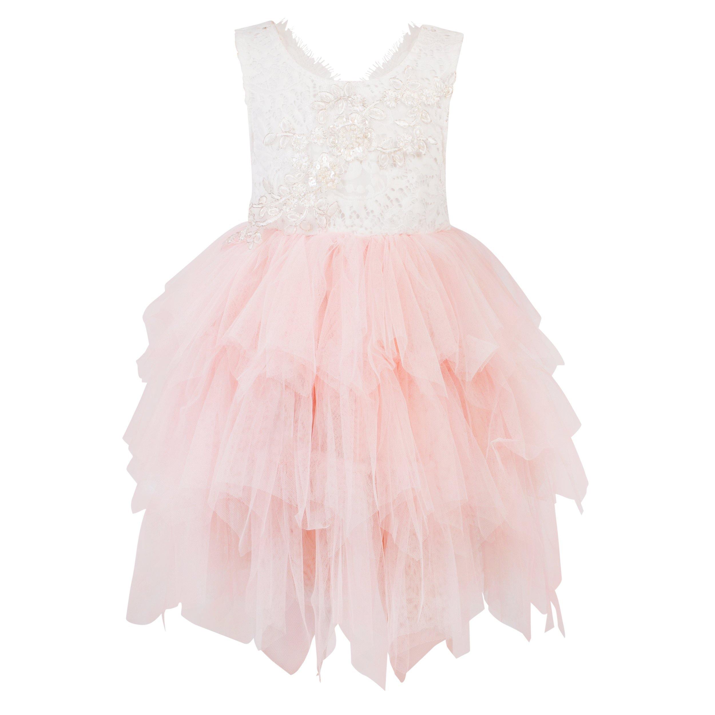 Boho Dreams Dress for Girls & Babies - Blush Appliqué | UK Flower Girl ...