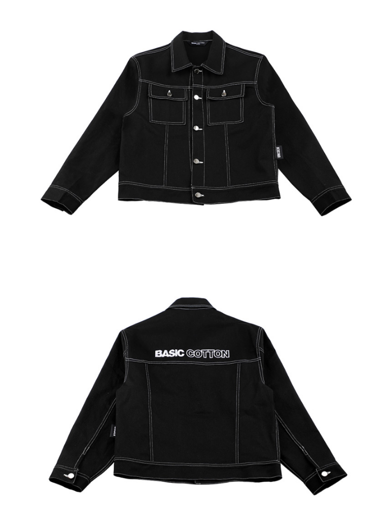 ベーシックコットン(BASIC COTTON) Basic Stitch Jacket (ブラック)
