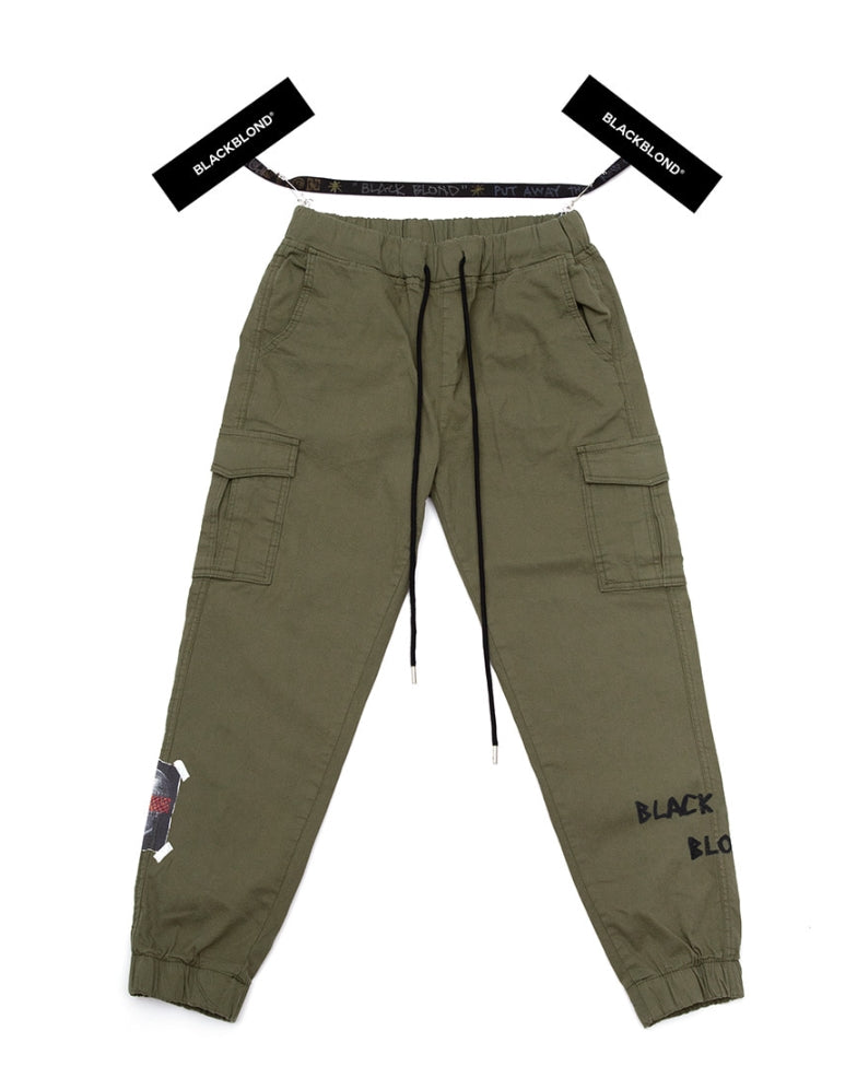 khaki cargo joggers