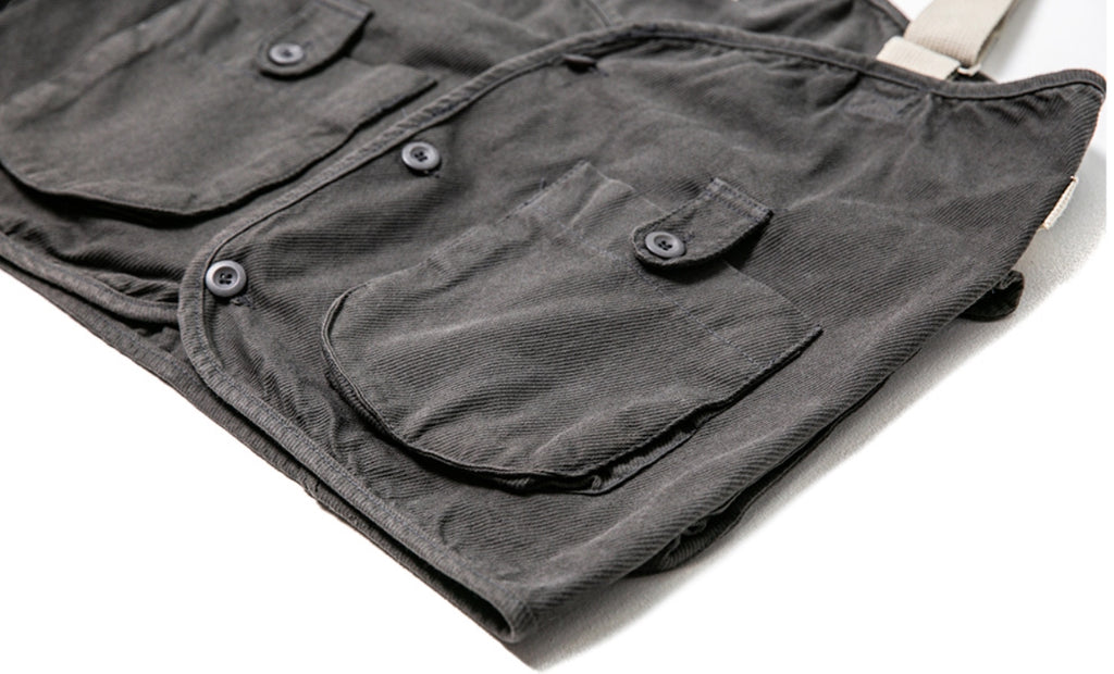 ANGLAN(アングラン) Strap Utility Pocket Vest - Charcoal