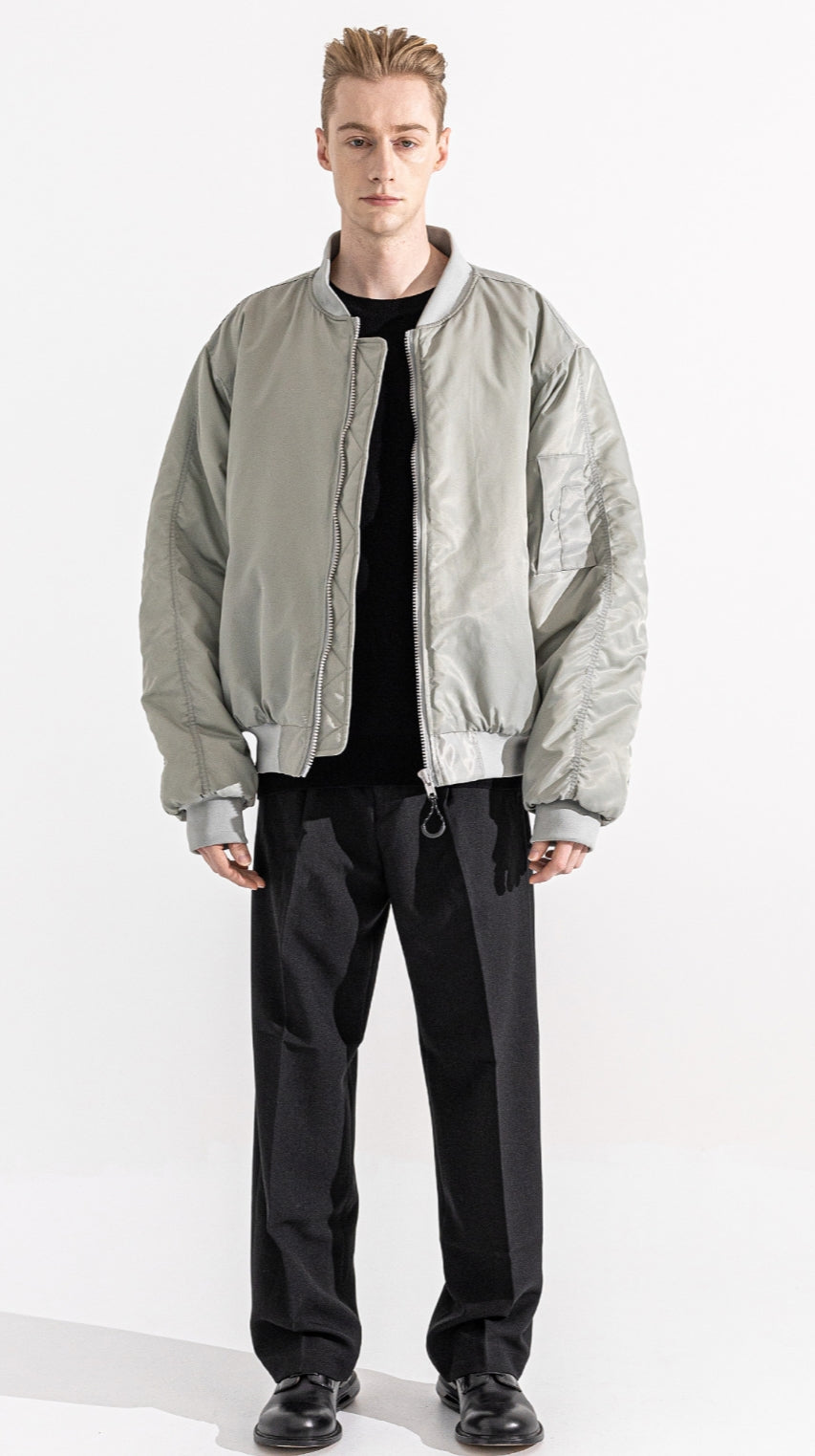 マスノウン(MASSNOUN) 6OZ SHRRING OVERSIZED MA-1 JACKET MWZPD002-GY