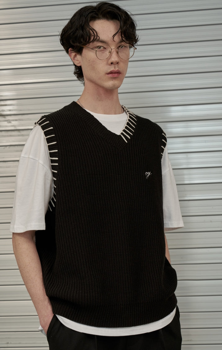 オーワイ(OY) SCRIPT LOGO KNIT VEST-BLACK – UNDERSTUDY 