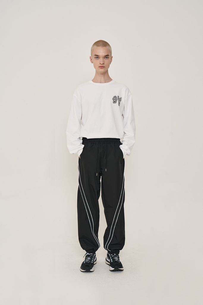 オーワイOY CURVE LINE LOGO TRACK PANTS-BLACK | tspea.org