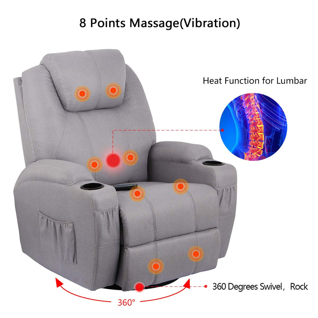 Chairs Home Kitchen Esright Coffee Fabric Massage Recliner Chair