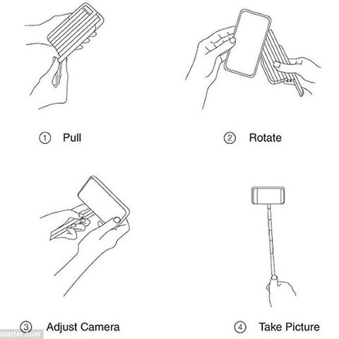 3 in 1 Aluminium Selfie Stick Case For iPhone