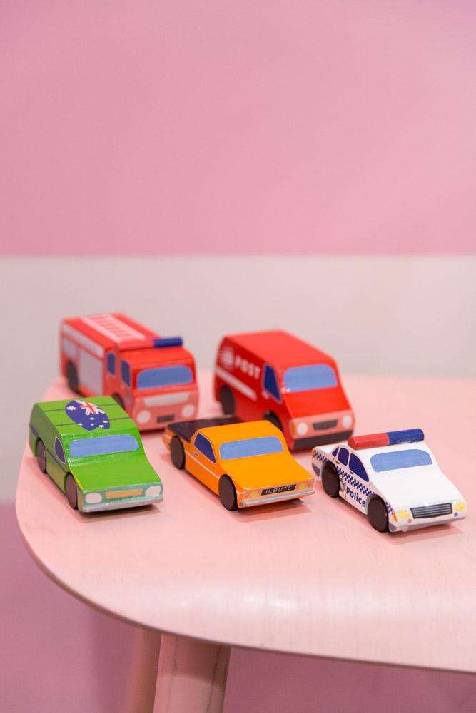 pink toy car set