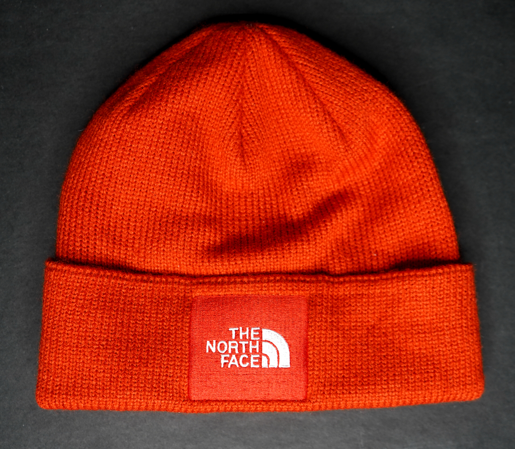 orange north face beanie