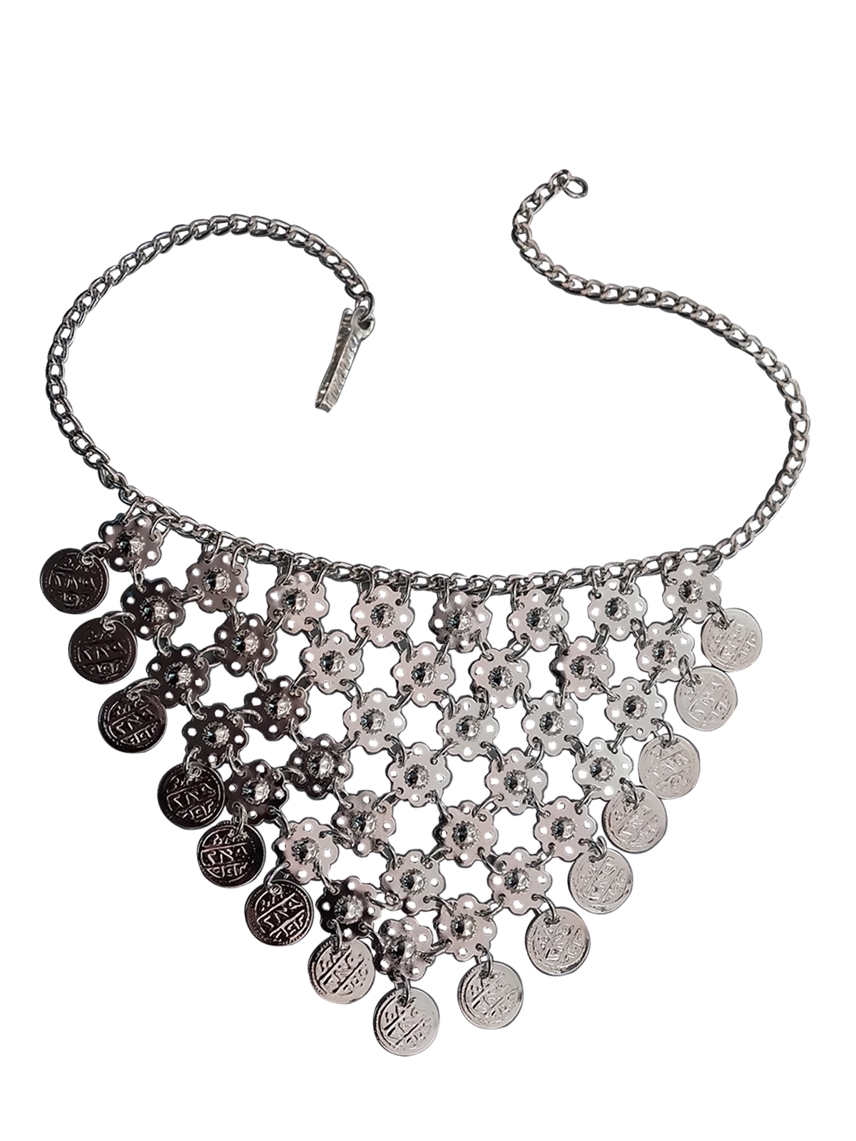 Ethnic Silver Coin Necklace - Assorted - Traditional Fancy Dress Costu