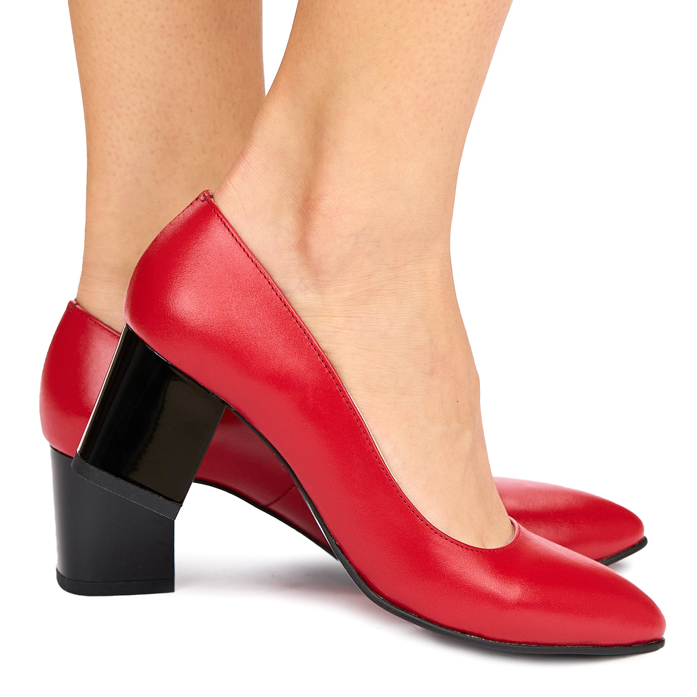 Pantofi dama din piele naturala rosie 9012