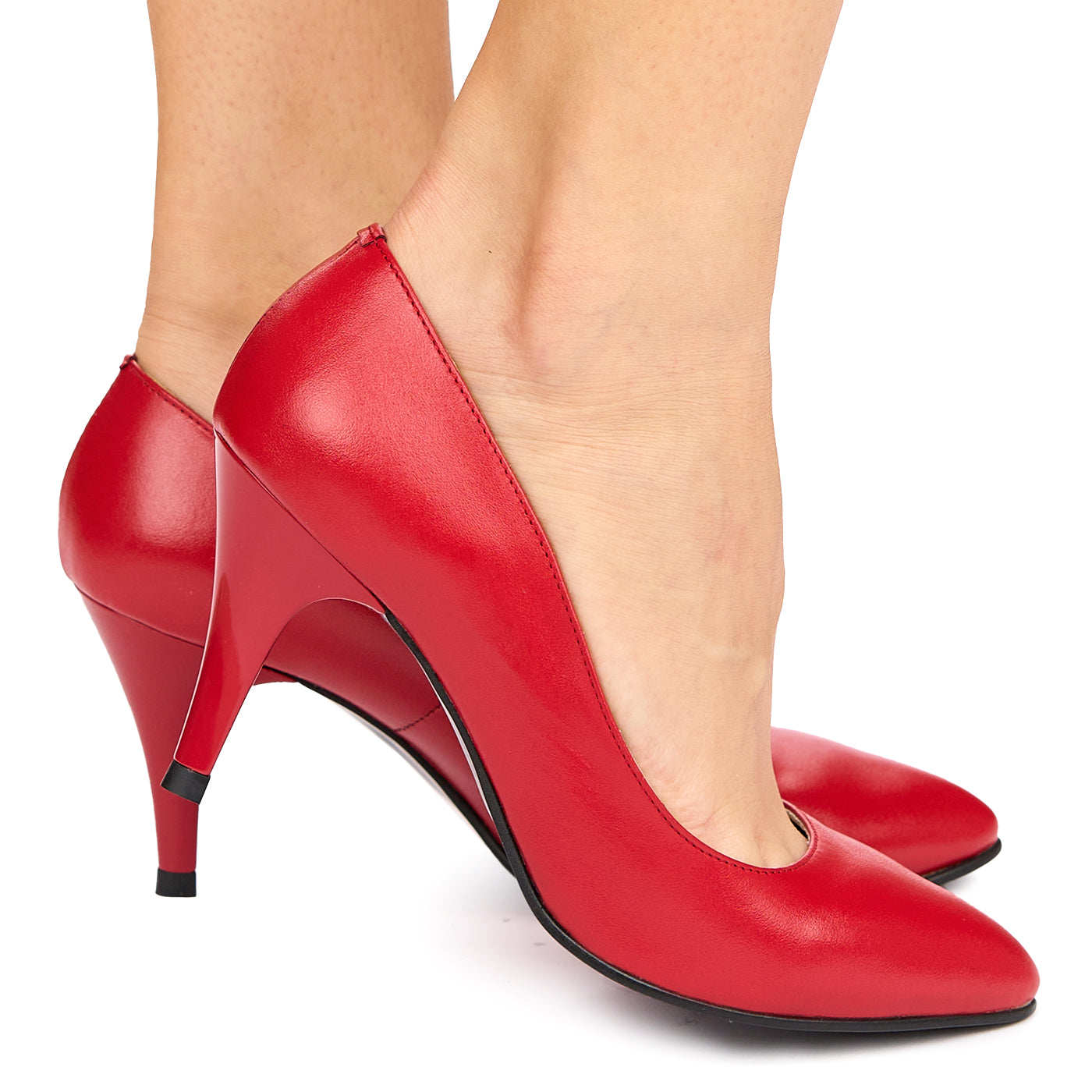 Pantofi dama din piele naturala rosie 9018