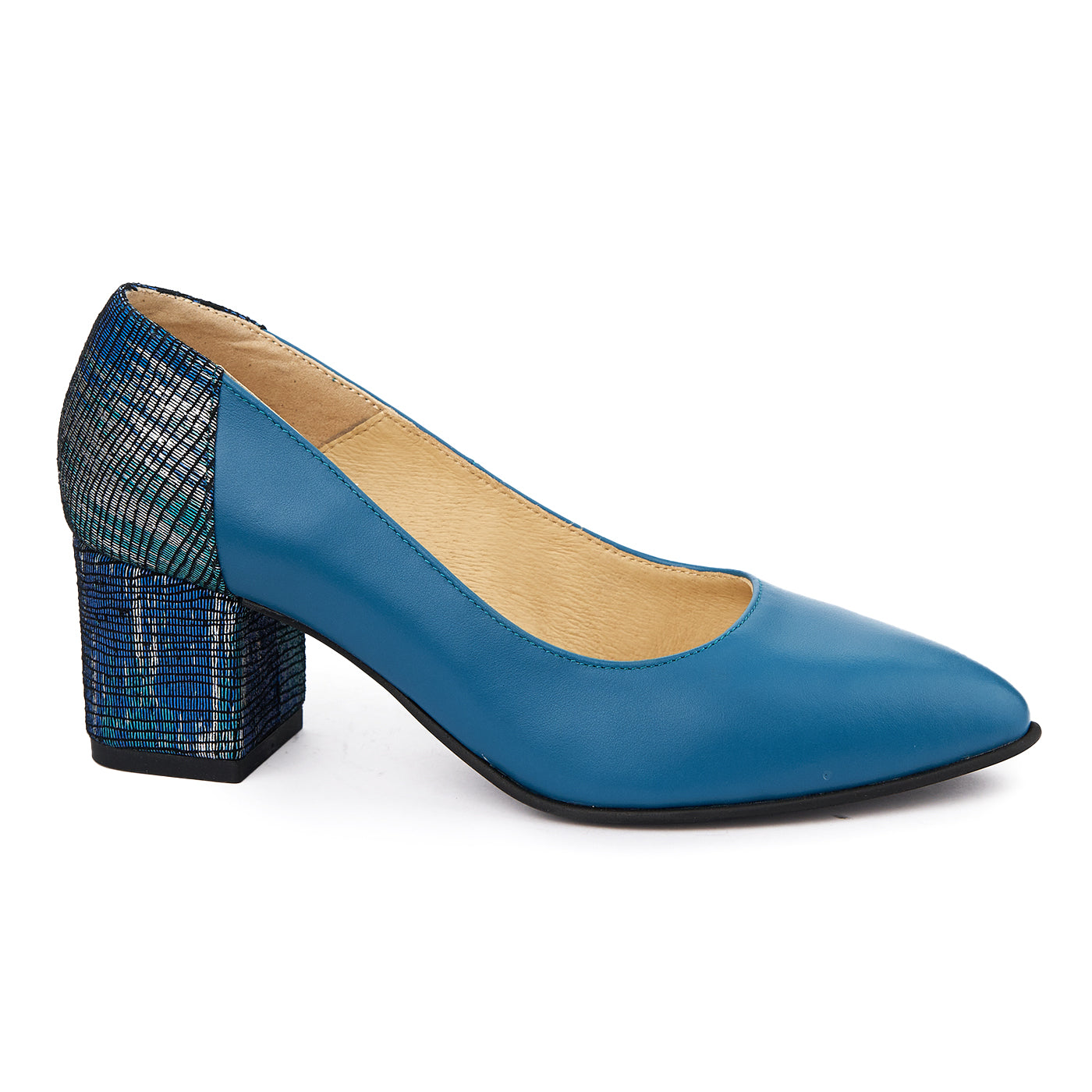 Pantofi dama din piele naturala albastra 4935