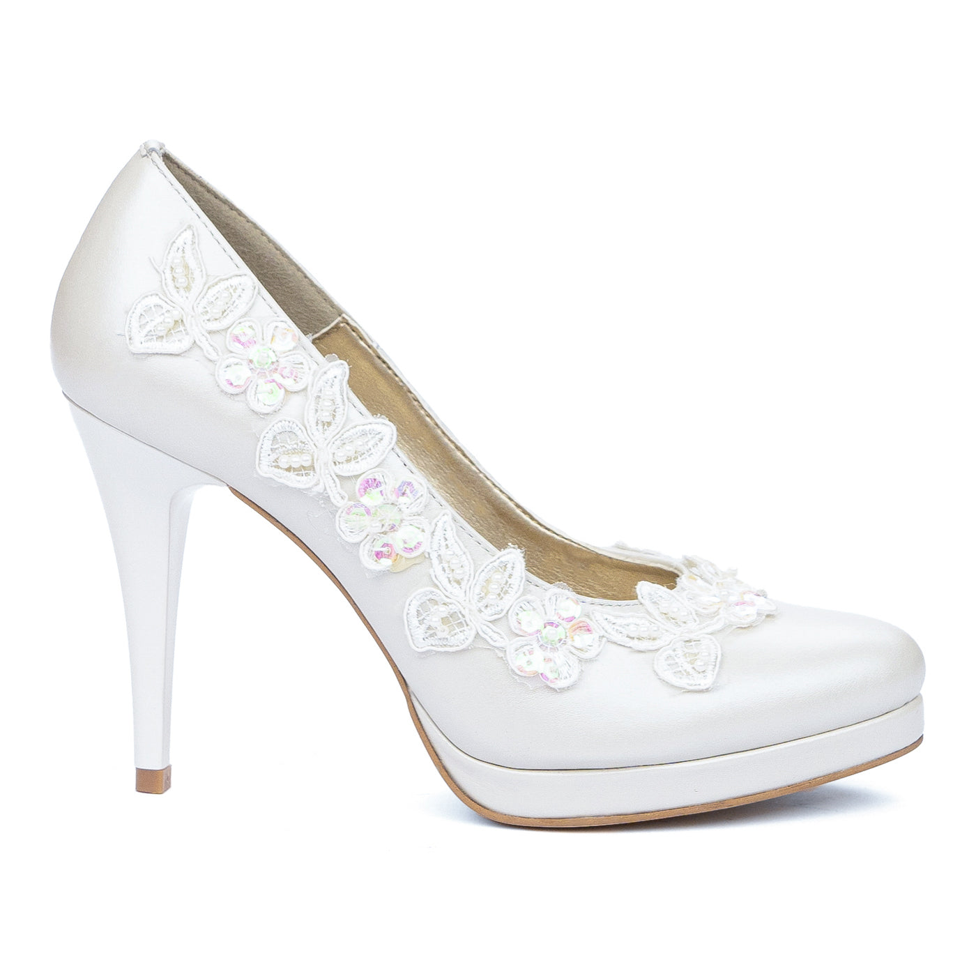 Pantofi dama eleganti din piele naturala alba 9466