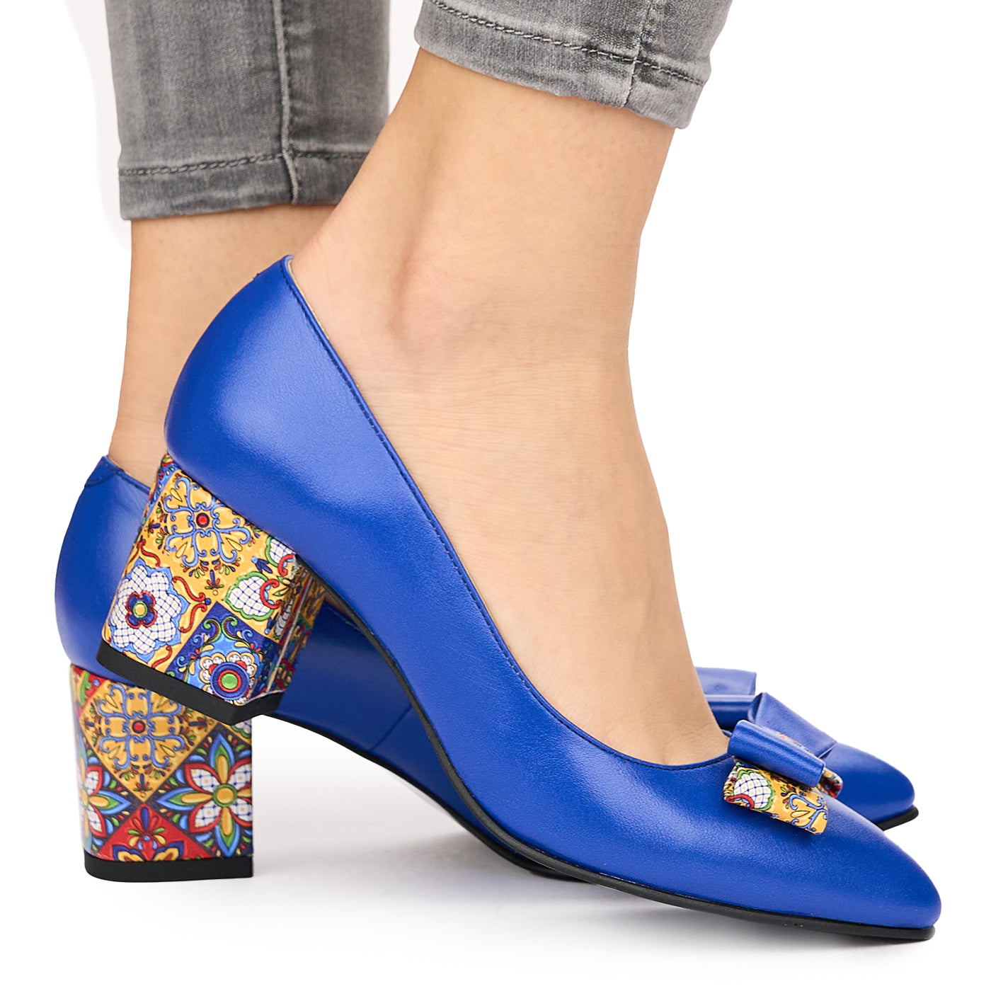 Pantofi dama din piele naturala bleumarin 9212
