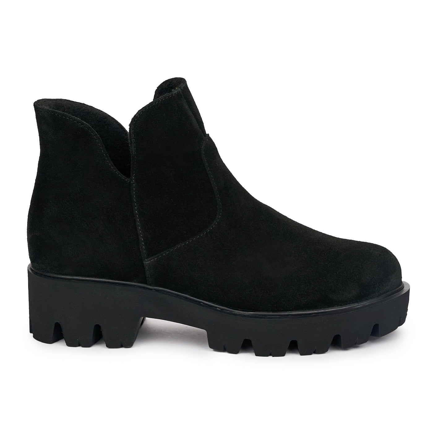 Ghete Casual Dama Piele Naturala cu Talpa 5 Cm Negre 10857