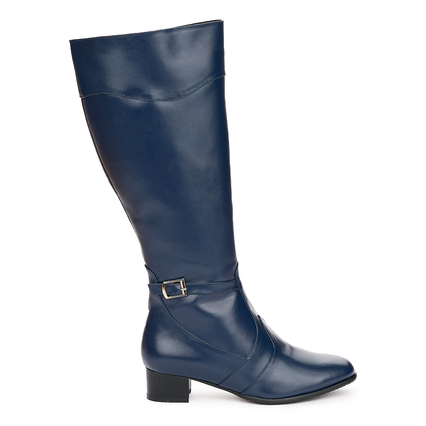 Cizme Piele Inalte Femei Toc 4 Cm Bleumarin 10991