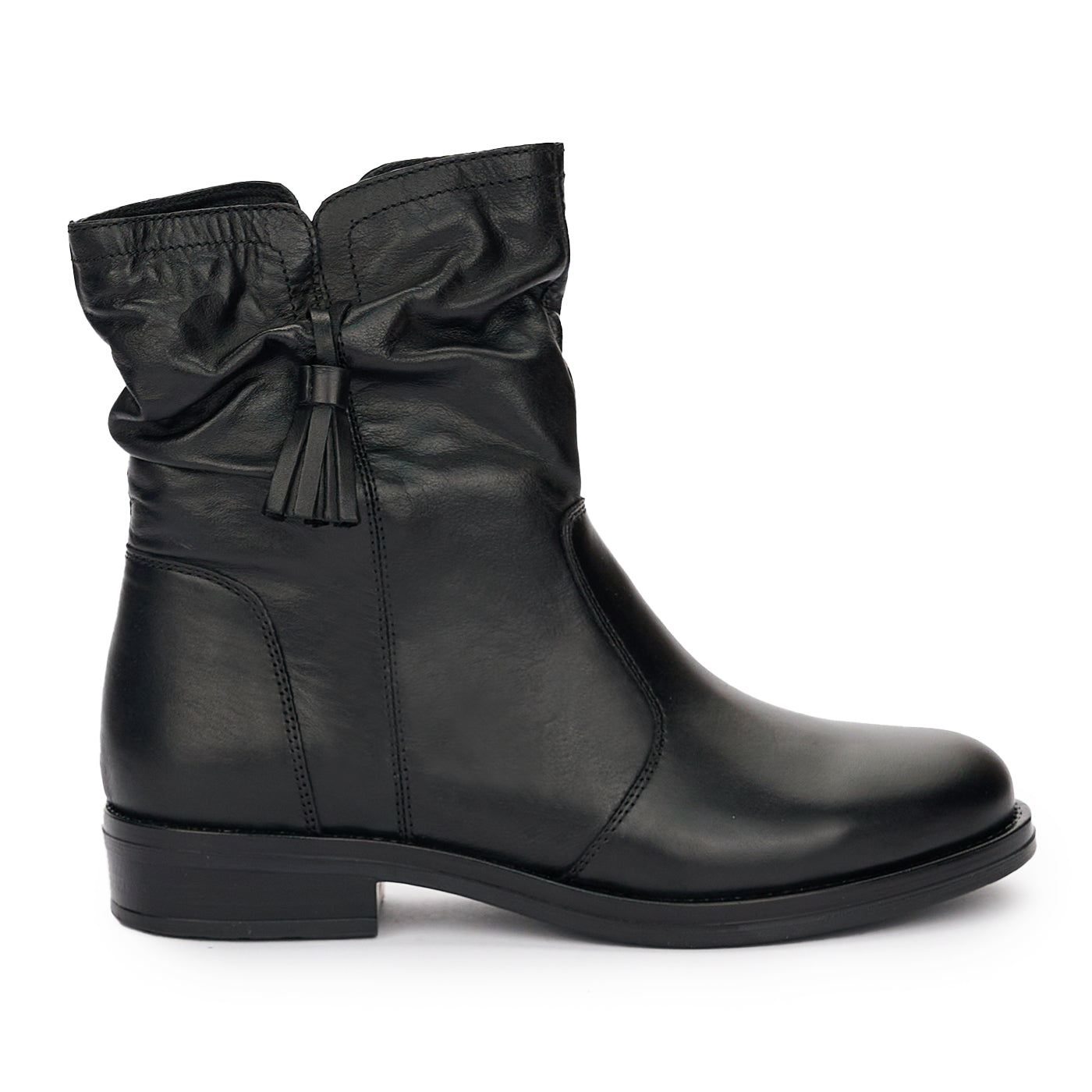 Ghete Piele cu Fermoar Dama Negre Casual 12380