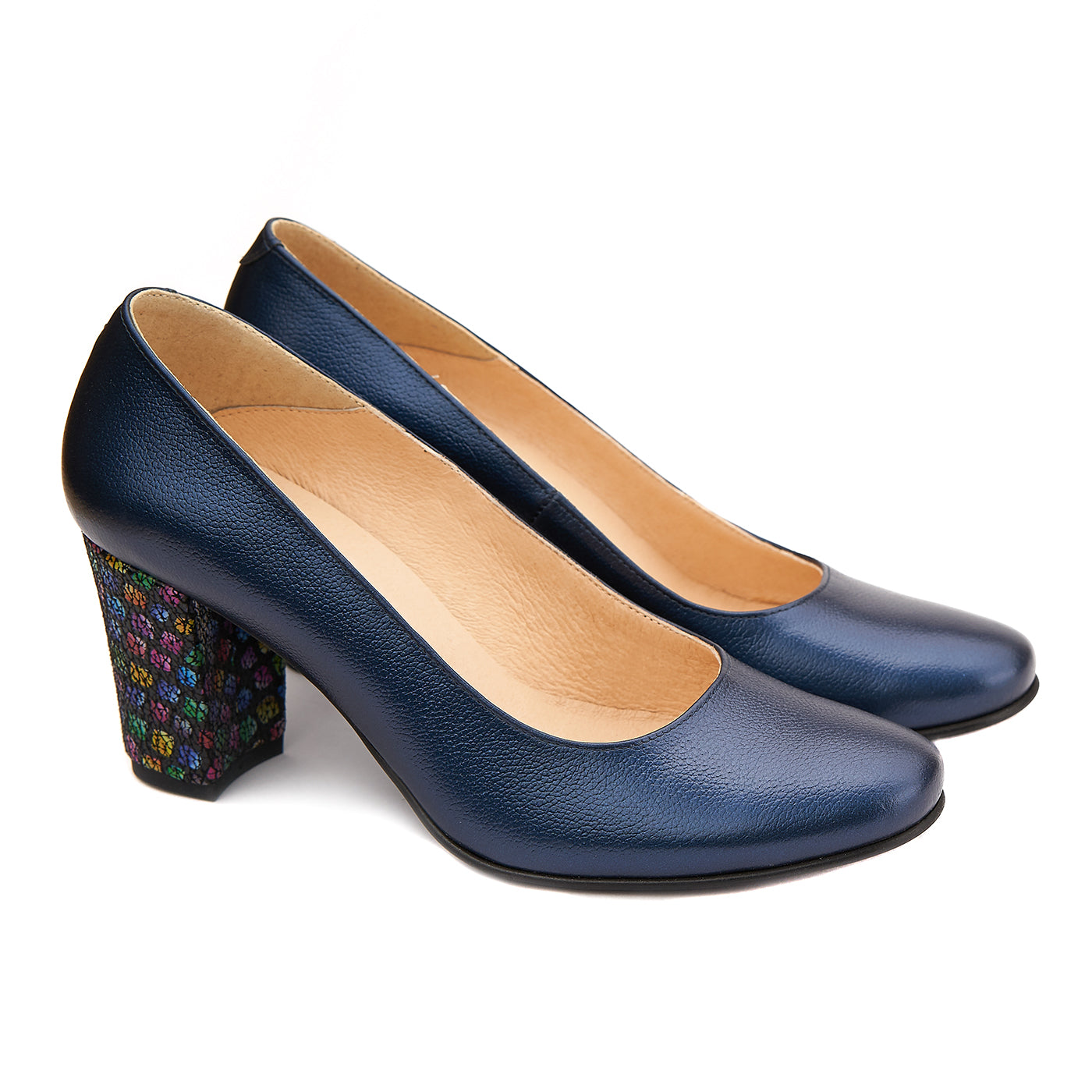 Pantofi dama eleganti din piele naturala bleumarin 4091