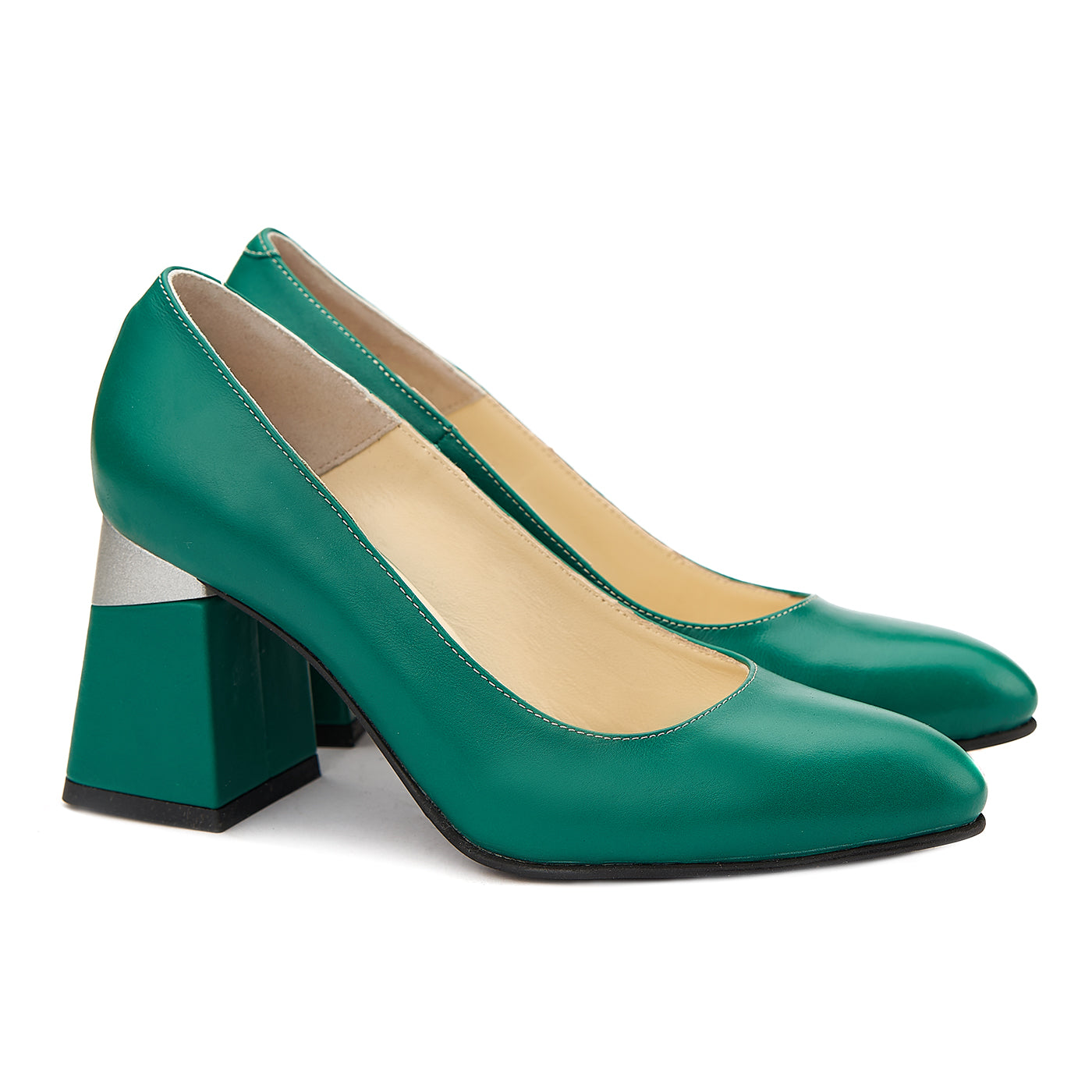 Pantofi stiletto eleganti din piele verde 4072