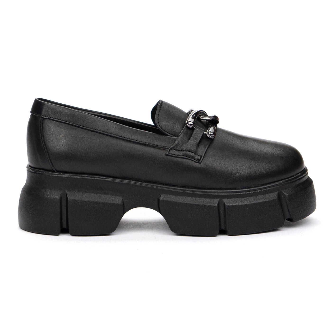 Pantofi Dama Casual cu Toc 5 Cm Negri din Piele 8530