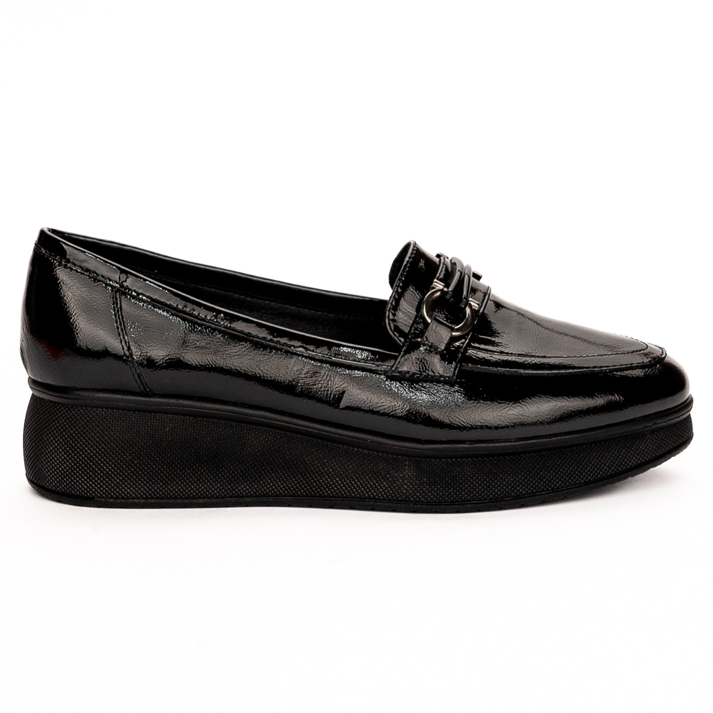 Pantofi dama din piele naturala neagra cu talpa ortopedica 13263