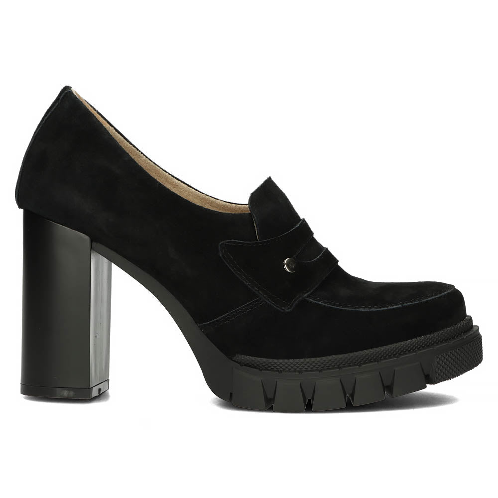 Pantofi dama din piele naturala neagra cu toc de 10cm 13142