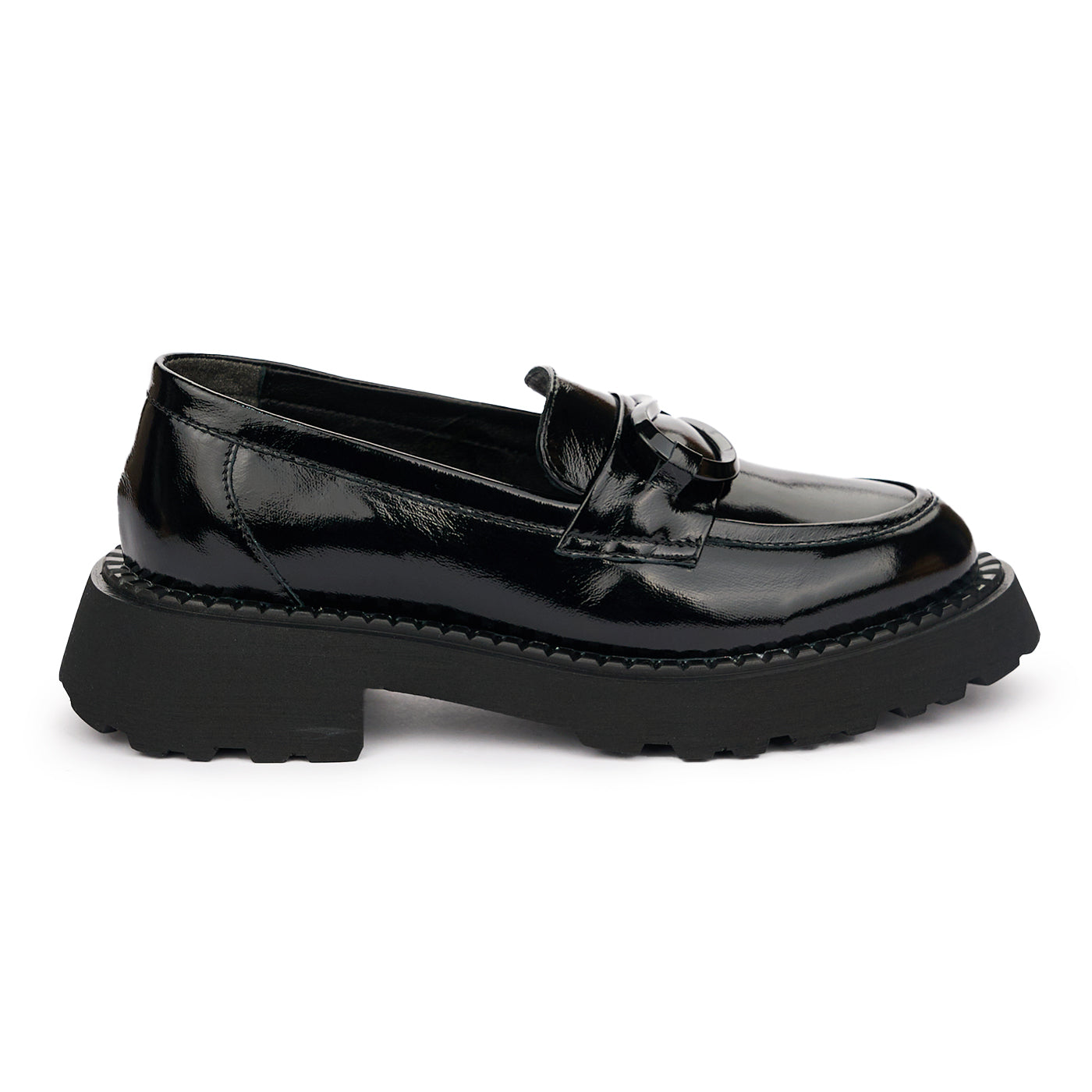 Pantofi dama din piele naturala neagra lacuita 12998