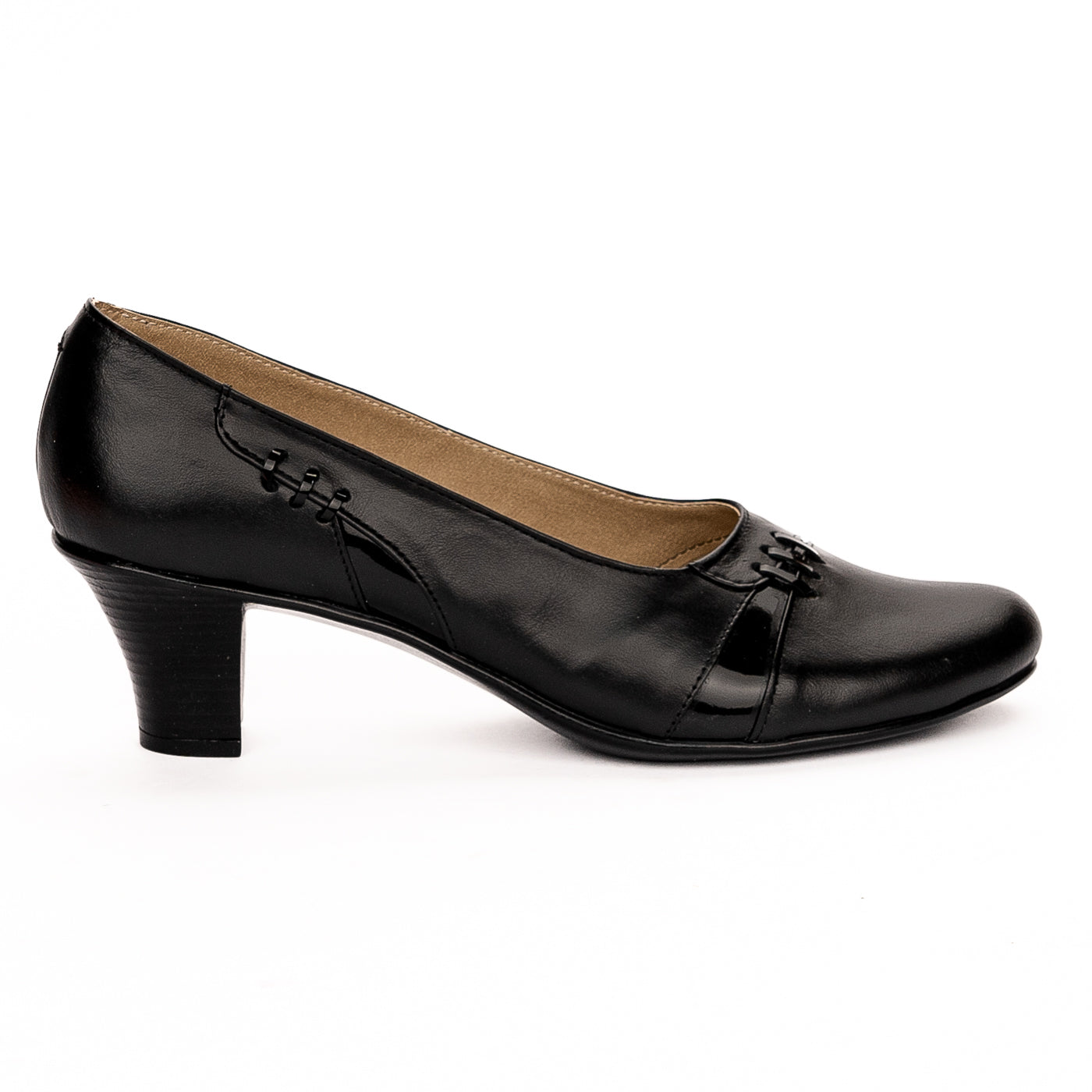 Pantofi dama din piele naturala neagra toc 6cm 13262