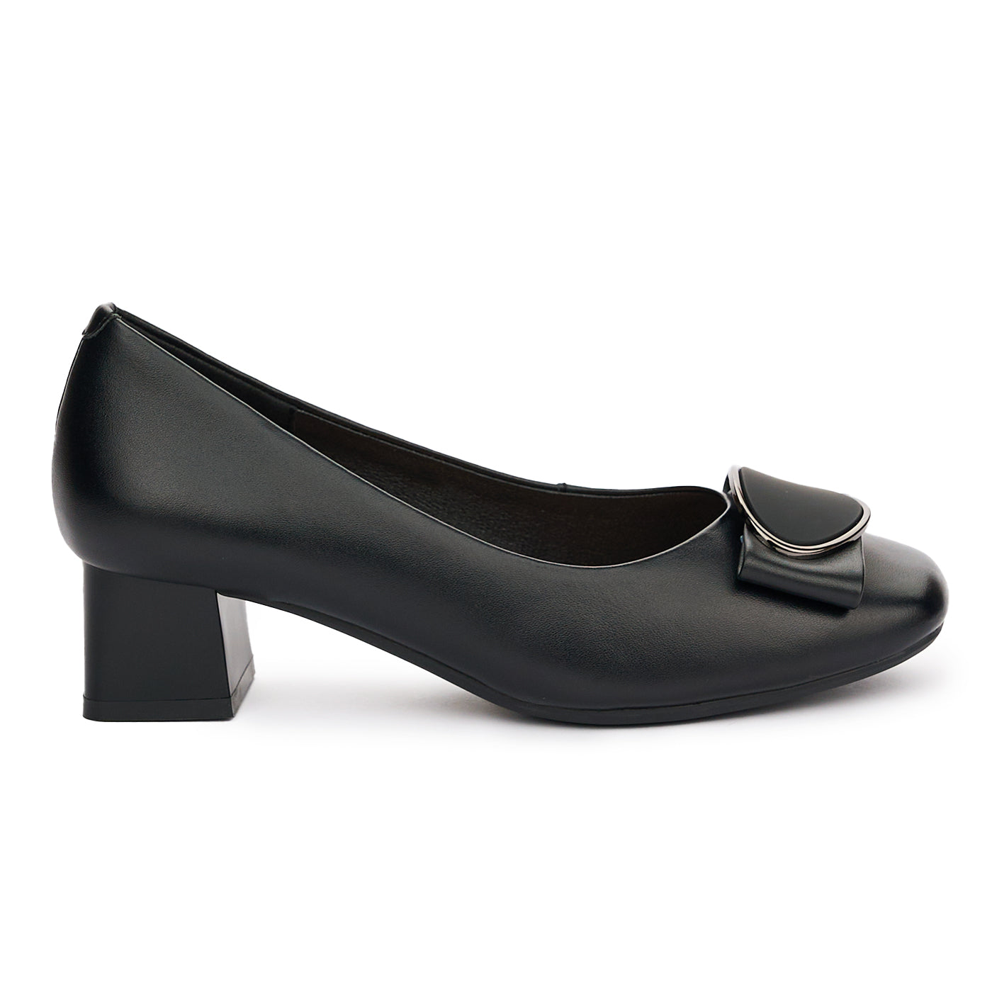 Pantofi dama din piele naturala neagra toc de 4cm 13099