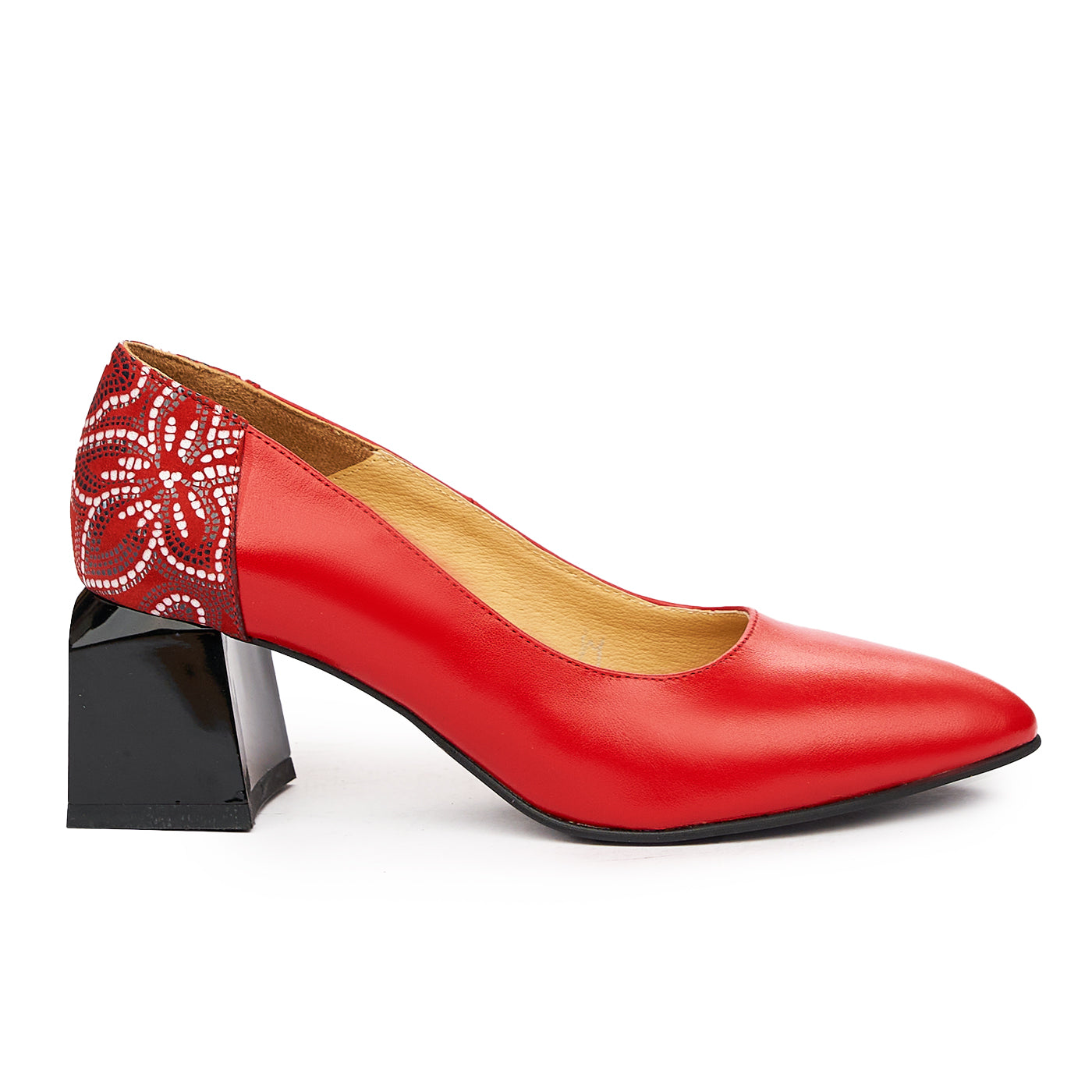 Pantofi dama din piele naturala rosie 9404