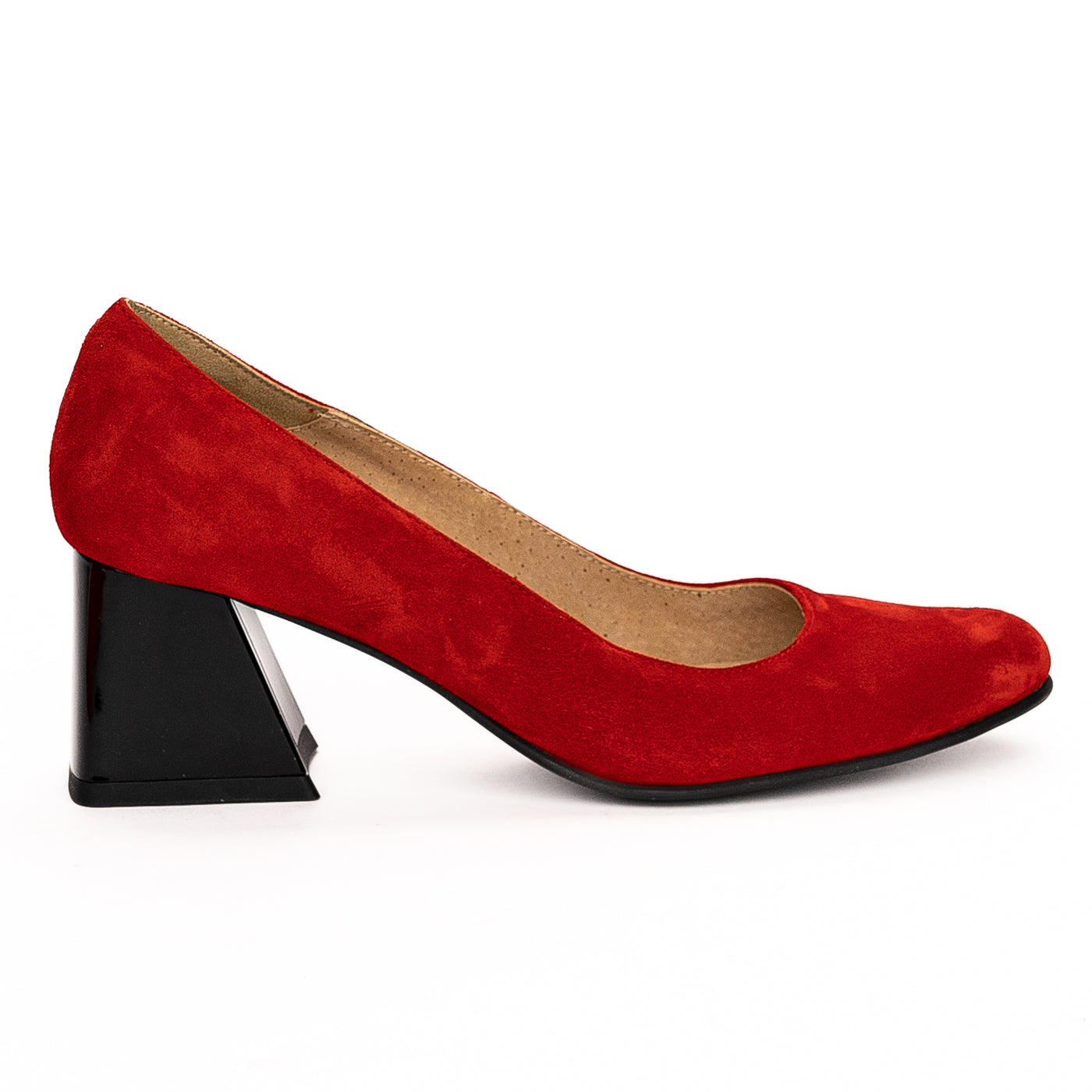 Pantofi dama din piele naturala rosie toc 6cm 13261