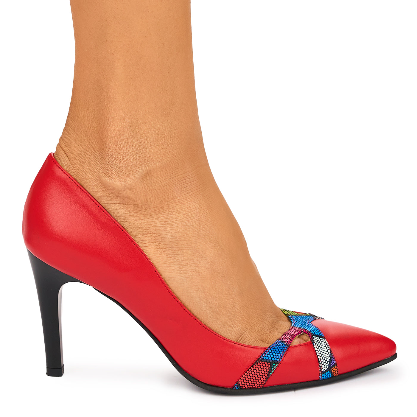 Pantofi dama din piele naturala rosie 10557