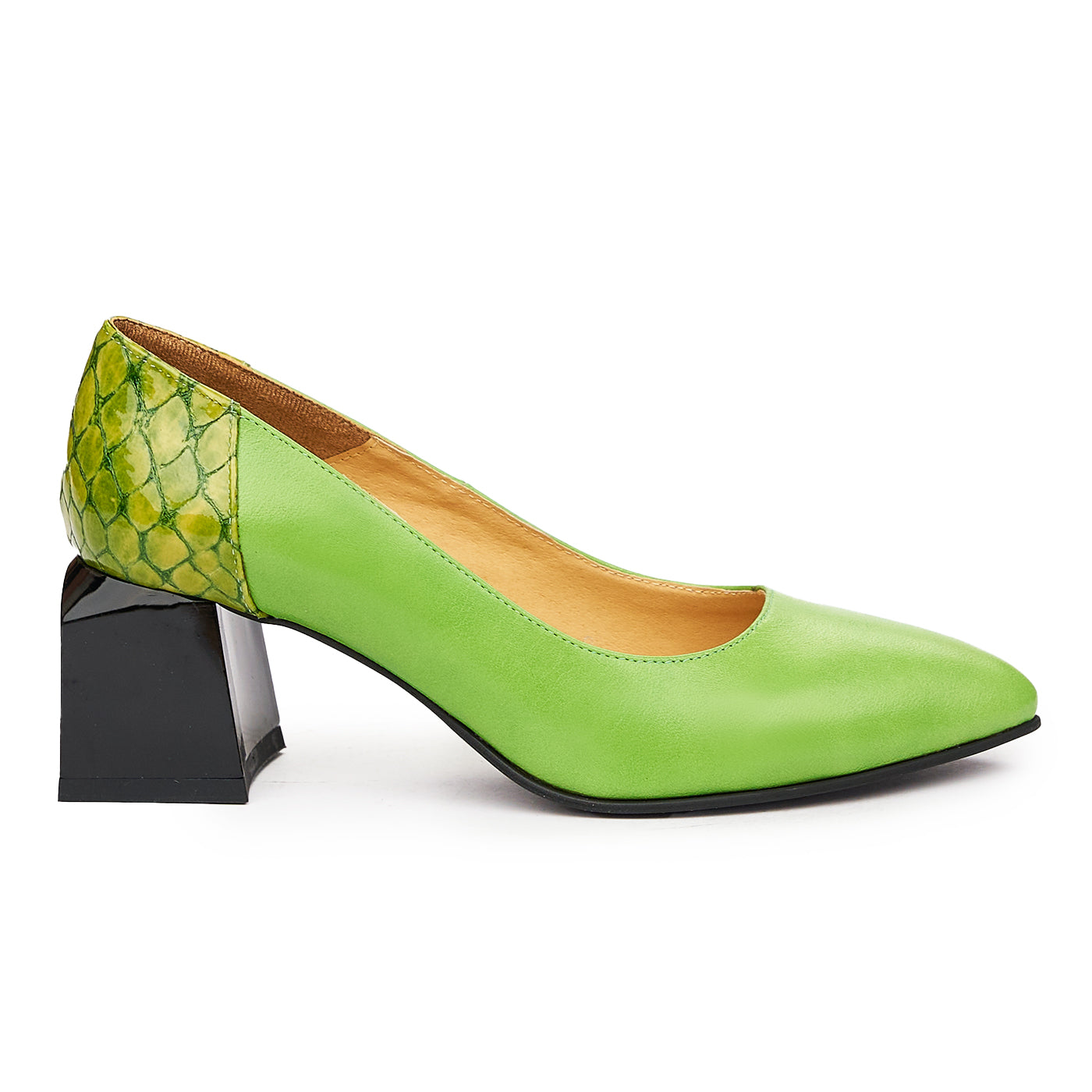 Pantofi dama din piele naturala verde 9405