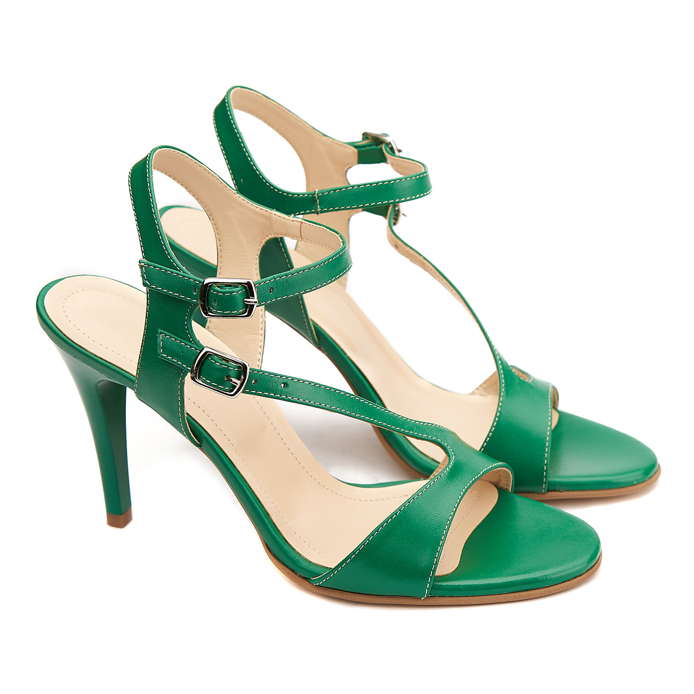 Sandale dama elegante din piele naturala verde 5196