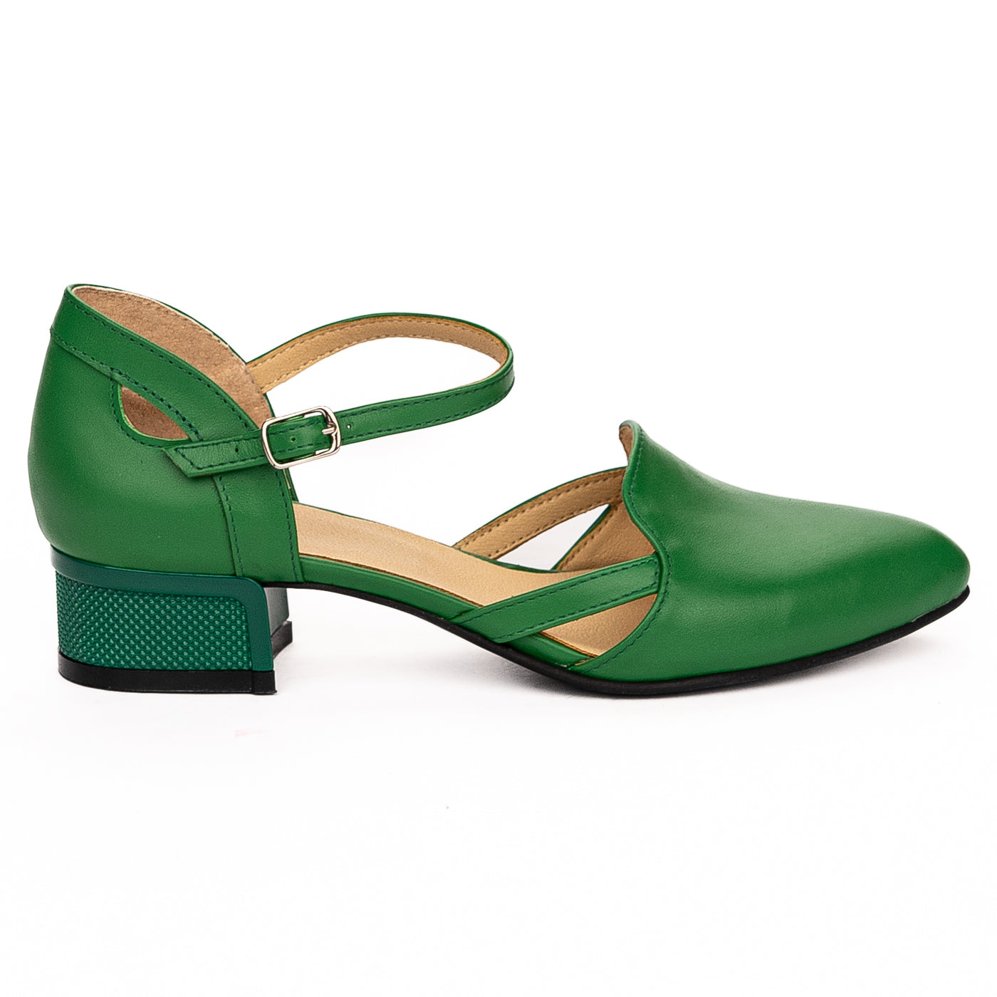 Sandale dama din piele naturala toc 3.5cm verde 13228