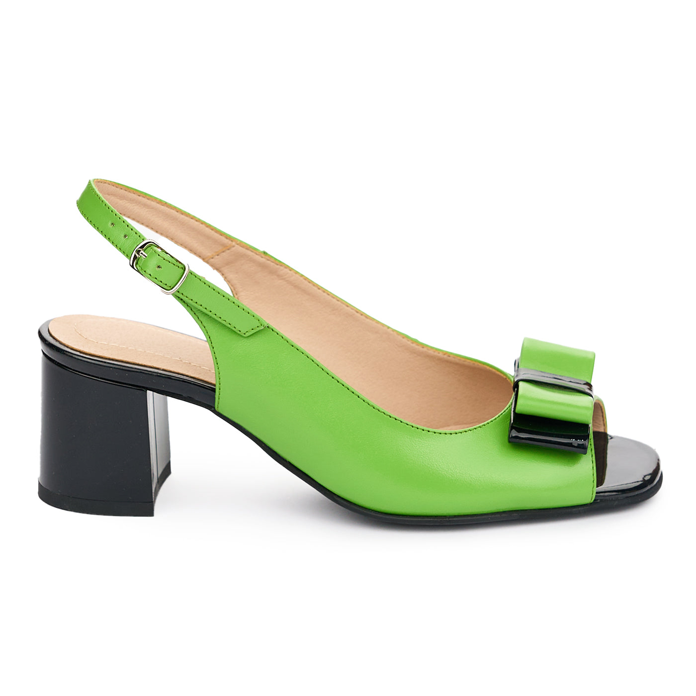 Sandale dama din piele naturala verde cu toc 5.5cm 13089