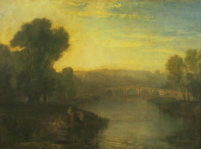 View of Richmond Hill and Bridge by J. M. W. Turner. Seascape painting, Turner artworks, Turner canvas art, J. M. W. Turner oil painting, Turner reproduction for sale. Landscape paintings, Turner art decor, Turner oil painting on canvas, Blue Surf Art