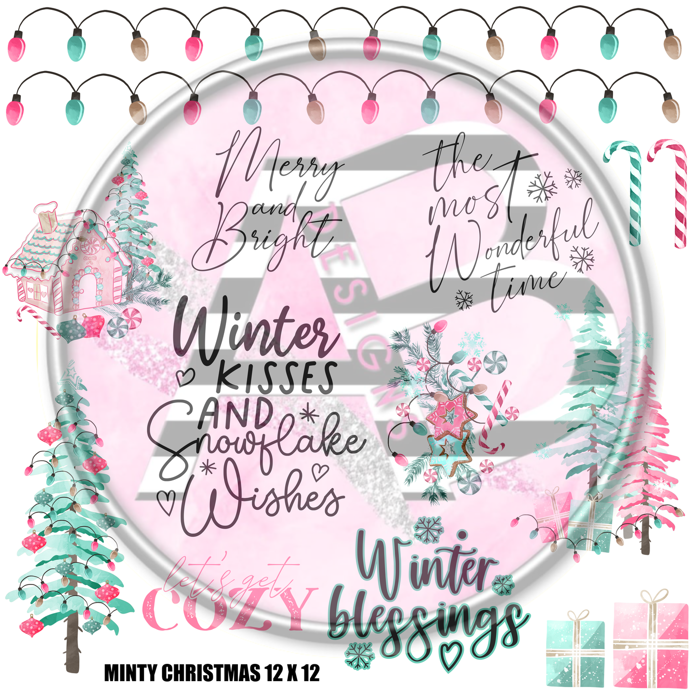 Minty Christmas 12 x 12 - Clear Cast Full Sheet