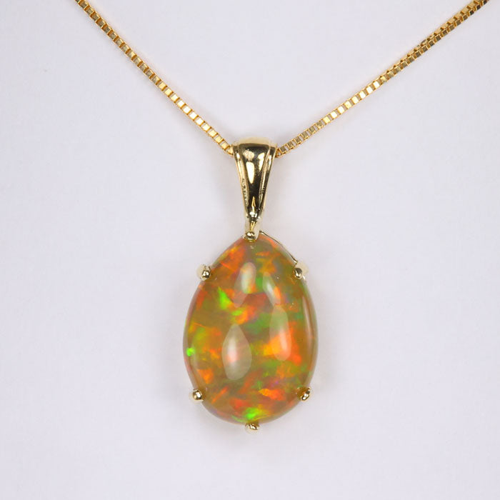14K Yellow Gold Hand Wired Sculptured Freeform Opal Pendant 8.07