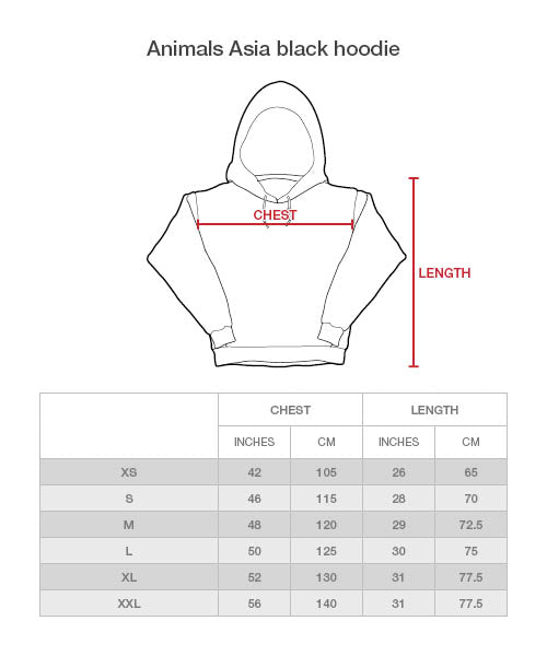 Asian Hoodie Size Chart