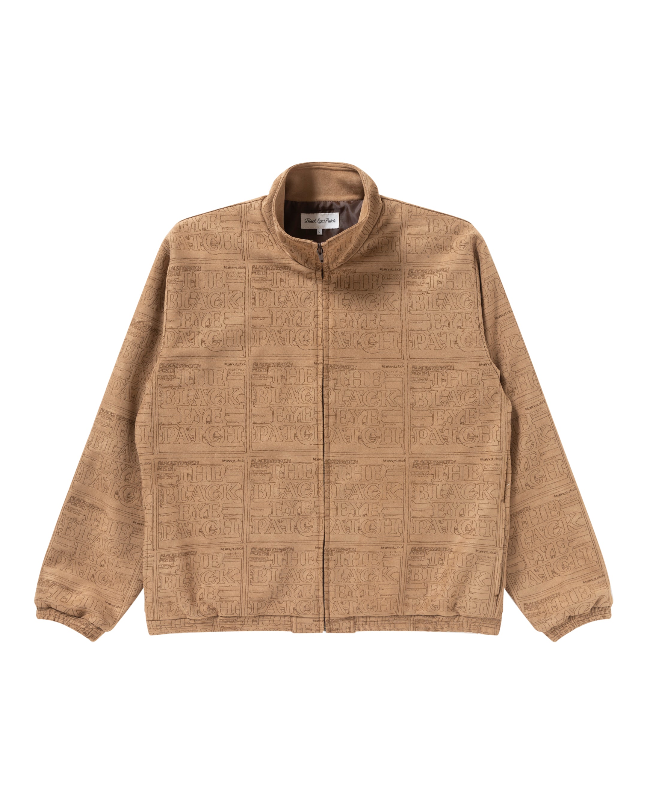 PRIORITY LABEL FAKE SUEDE TRACK JACKET BROWN