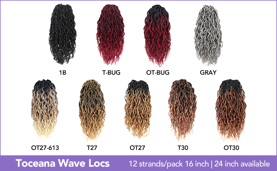 Wavy Locs Crochet Hair 16-24 Inch | Pre-Looped, Handmade Crochet Synthetic Braiding Hair