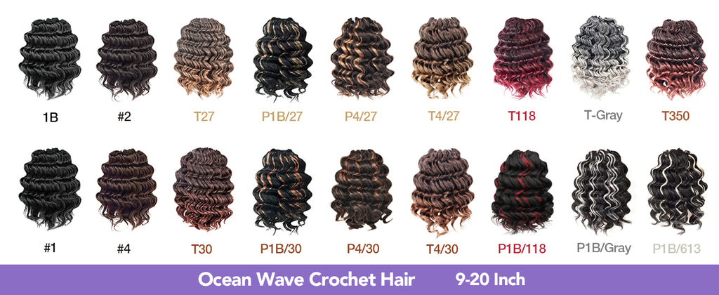 OCEAN WAVE CROCHET HAIR ALL INCH AND ALL COLOR