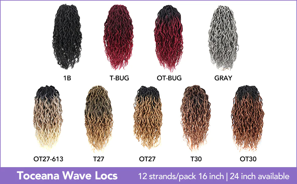 WAVY LOCS CROCHET HAIR 16-24 INCH ALL COLORS | PRE-LOOPED, HANDMADE CROCHET SYNTHETIC BRAIDING HAIR