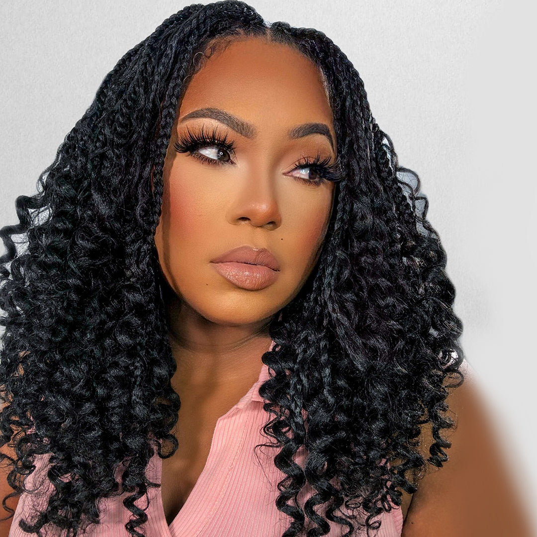  Goddess Boho Box Braids Crochet Human Hair With Curly