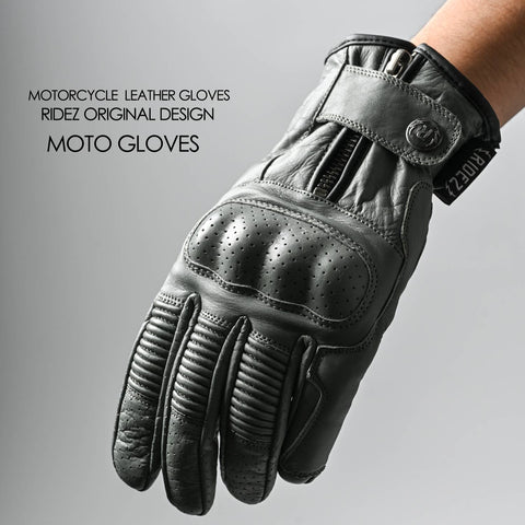 RIDEZ MOTO GLOVES DEFOE バイク用 レザーグローブ GRAY RLG2201